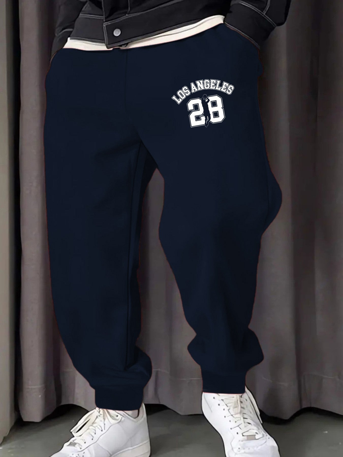 Los Angeges Number 28 Printing Male Sweatpants Fashion Long Pants Trendy Basic Trousers Casual Elastic Waist All-Match Pant