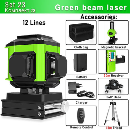 Nível a Laser Clubiona 16/12 Linhas linha verde Autonivelante 360 Horizontal e Vertical Nível a Laser de Feixe Verde Super Potente