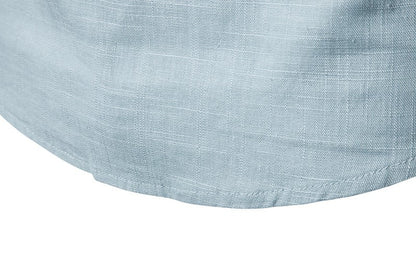 Euro Size Mens Linen Shirts Long Sleeve Button Down Solid Loose 2024 Spring Autumn Dress Henley Shirts Fashion Male Clothes