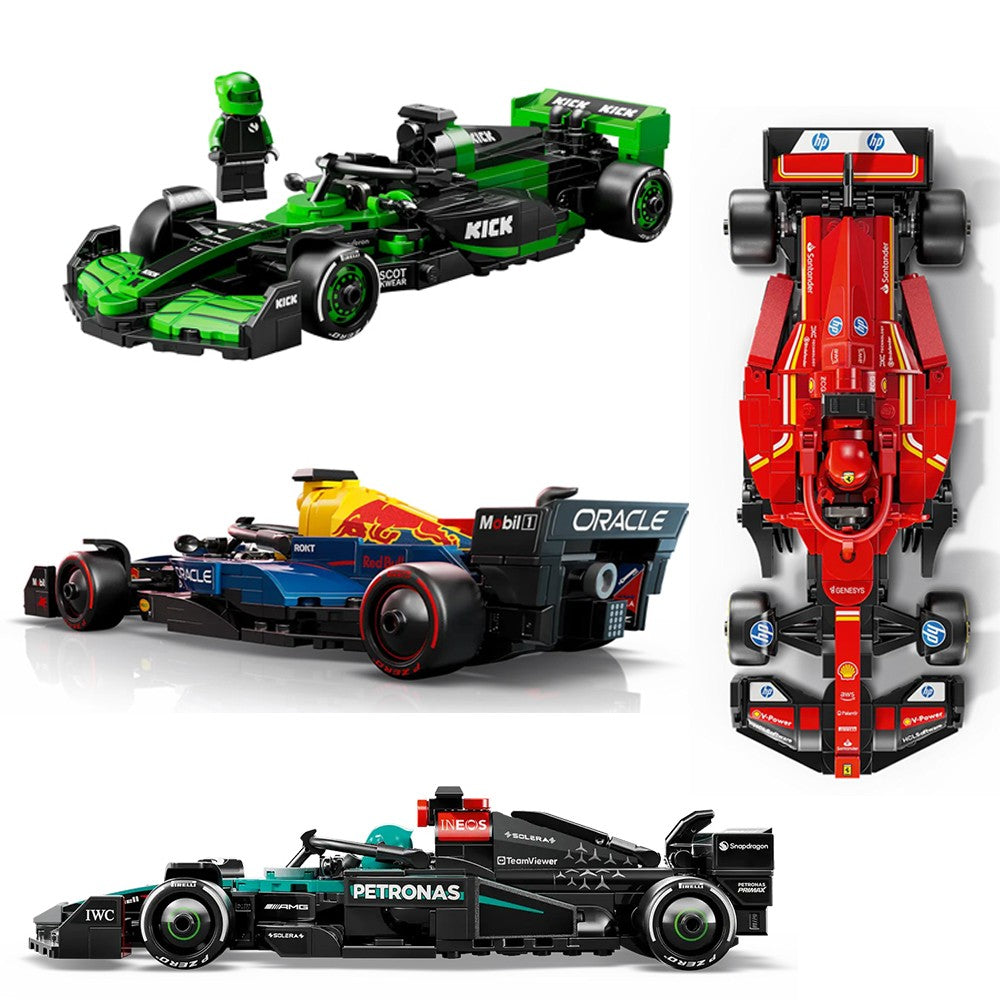Lego Speed 77242 Ferrari SF24 Red Bull Racing RB20 Mercedes AMGF1 KICK Sauber Racing Blocos de Montar Brinquedos para Meninos e Meninas