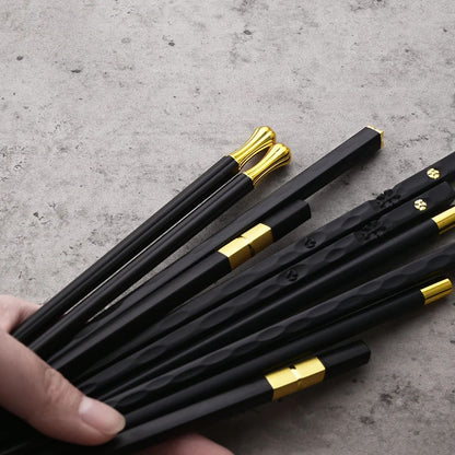 5 Pares de Hashis Japoneses Chineses Sushi Antiderrapantes Reutilizáveis de Metal Conjunto de Hashis Coreanos Conjunto de Talheres de Liga Saudável