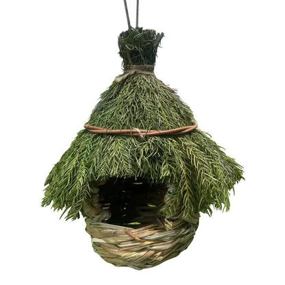 Ninho de Pássaro de Grama Tecido à Mão - Casa de Pássaro de Trama Natural para Decoração de Jardim, Artesanato Feito à Mão (Disponível para Dropshipping)