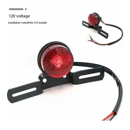 Motorcycle Retro Red Rear Tail Brake Stop Light Lamp W/ License Plate Mount for Harley Honda Suzuki Chopper Bobber