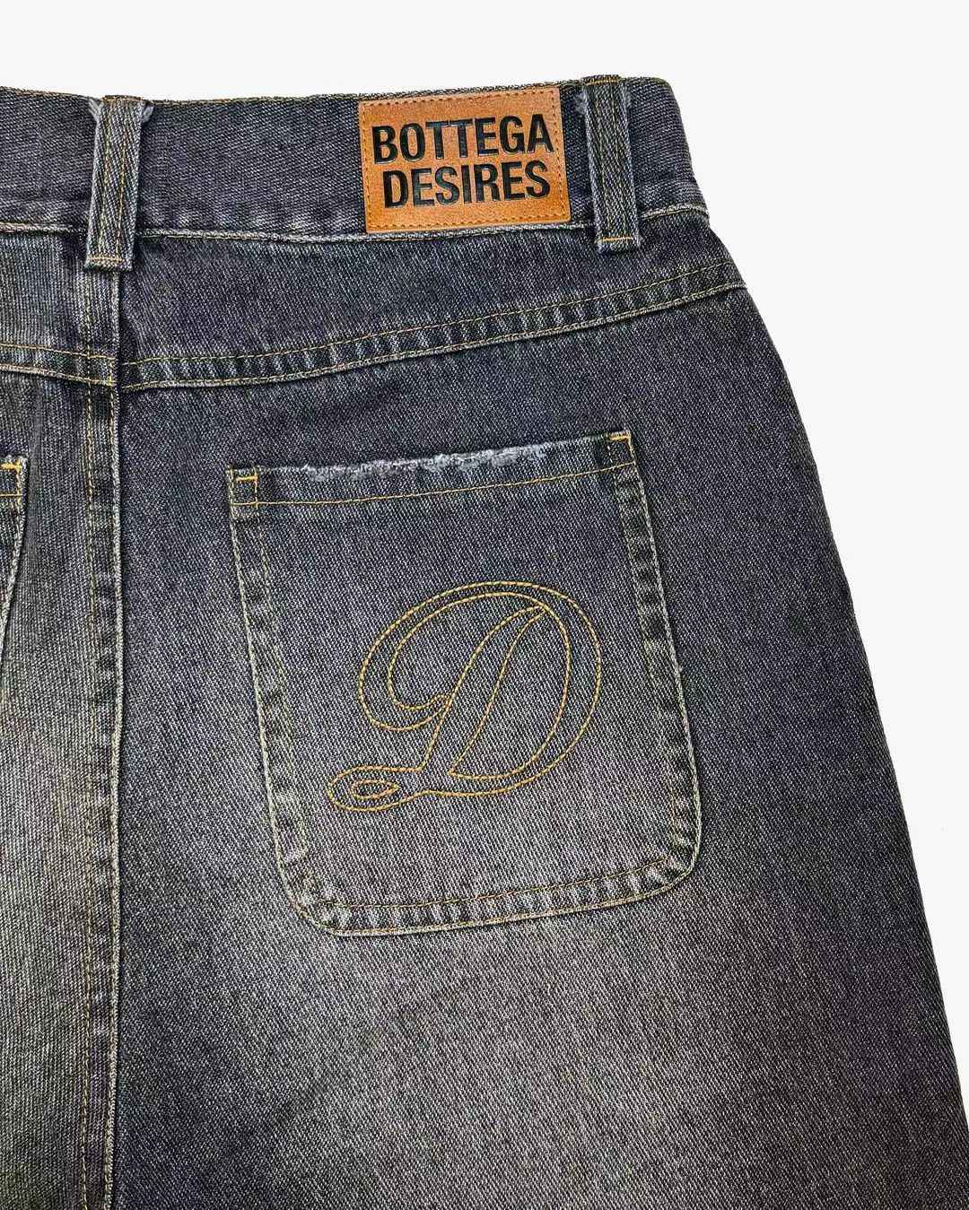 Bottega Desires Trend Men's Fried Street Loose Five-point Pants Fashion Trendy Brand Retro Y2k Letter Denim Shorts Baggy Jeans