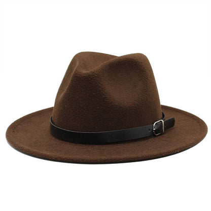 Men's fedora hat Men's and women's universal solid color fedora hat Women's 21 color wide brim jazz hat Autumn and winter Britis