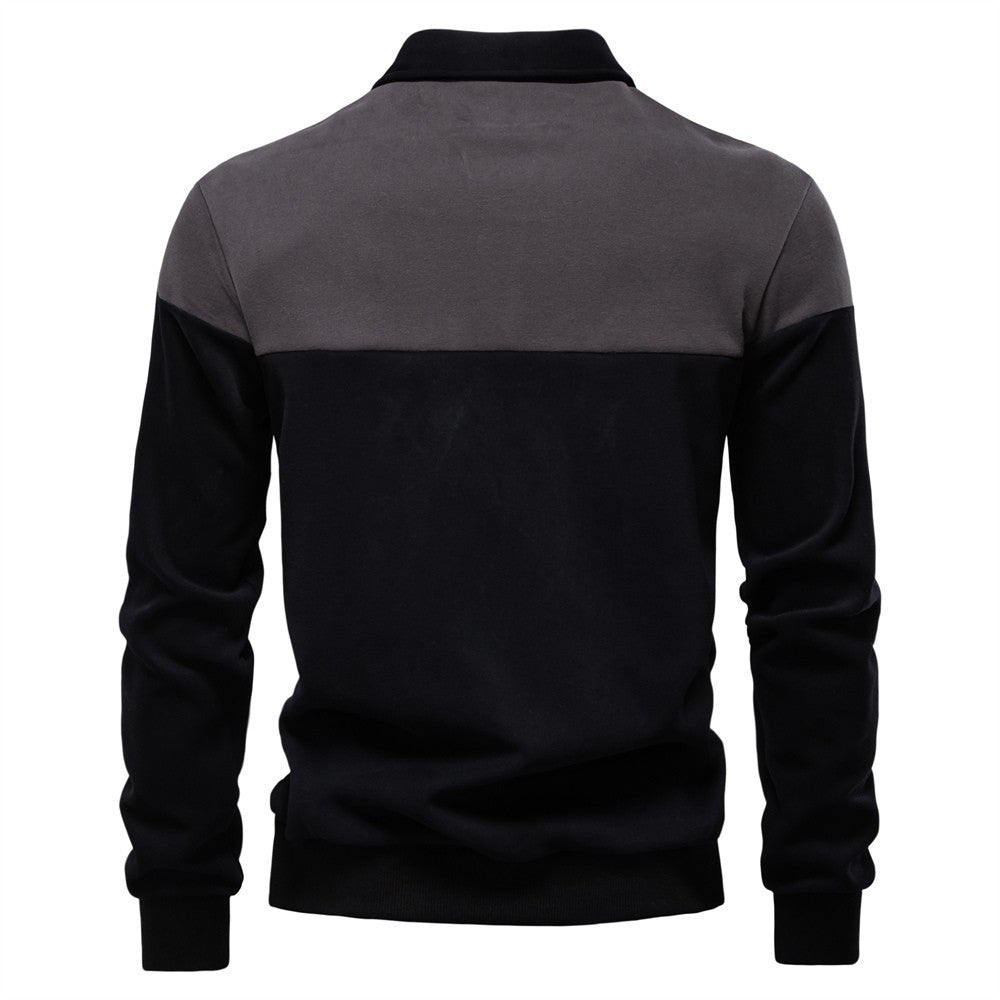 AIOPESON Men's Premium Cotton Sweatshirt Color Block Sweatshirt Long Sleeve Business Casual Social Sweatshirt
