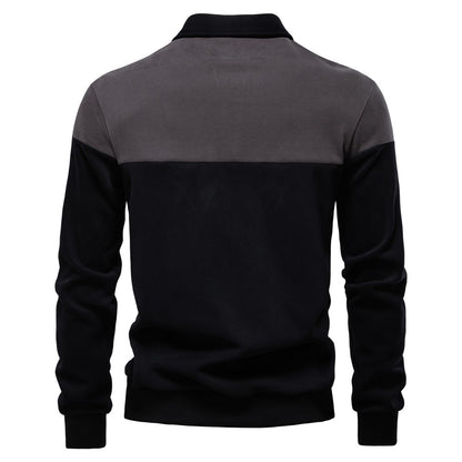 AIOPESON Men's Premium Cotton Sweatshirt Color Block Sweatshirt Long Sleeve Business Casual Social Sweatshirt