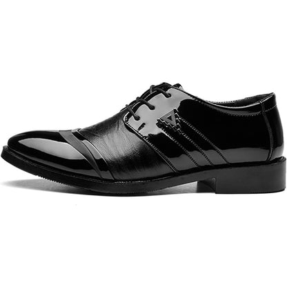 Mens Lace Up Dress Shoes Modern Formal Business Casual Office Suit Tuxedo Patent Leather Oxford Shoes