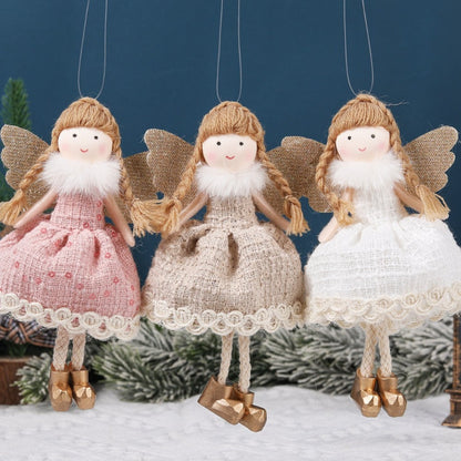 Christmas plush antlers angel girl pendant Christmas tree pendant creative doll pendant gift