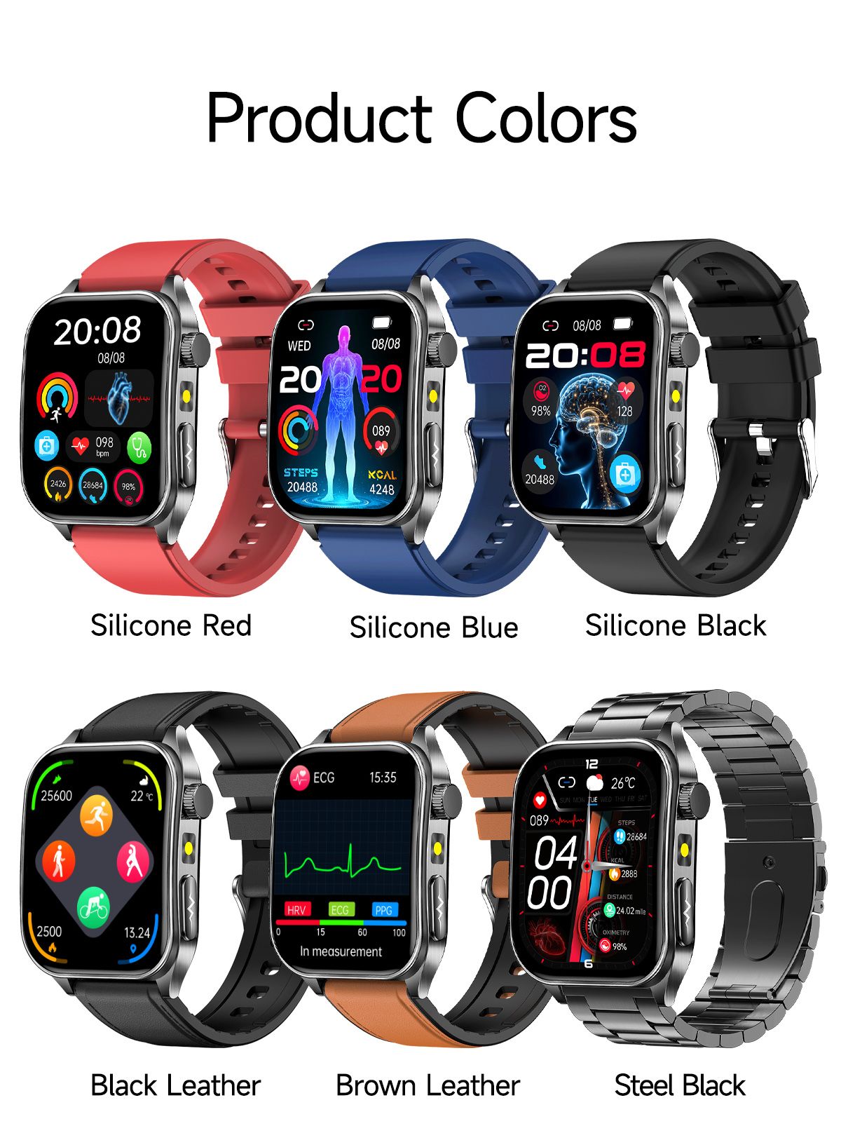 2025Novo 650nm Laser Condicionamento Safira Vidro Smart Watch Homens ECG Frequência Cardíaca Micro Exame Físico Saúde Smartwatch Temperatura