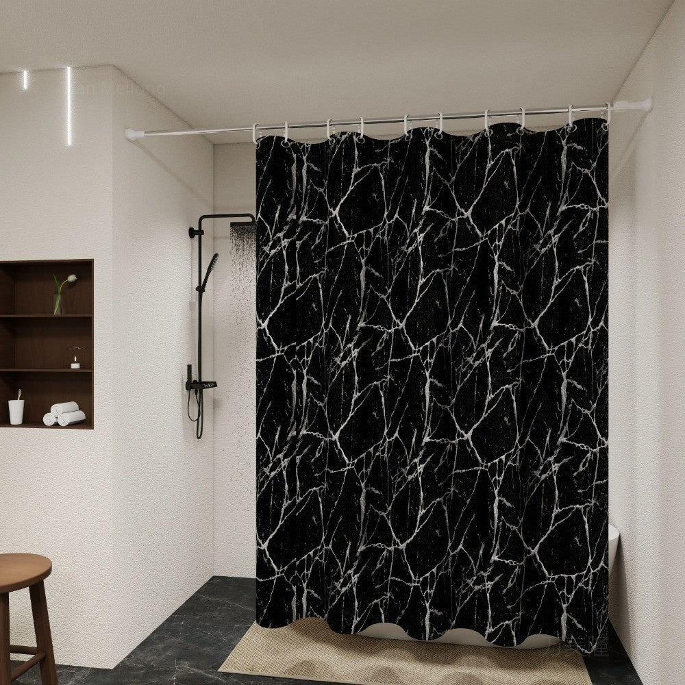 Bathroom Shower Curtain Waterproof Bathtub Bathing Curtains Easy Clean and Wipe PEVA Shower Curtains Marble Curtain with Hooks