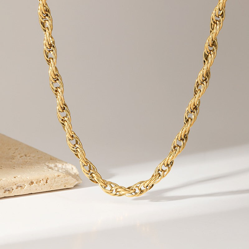 GANEMLY Conjunto de joias à prova d'água de aço inoxidável 316L, colar de corrente larga de metal, pulseiras, conjunto de joias com pingente de corrente dourada, presente