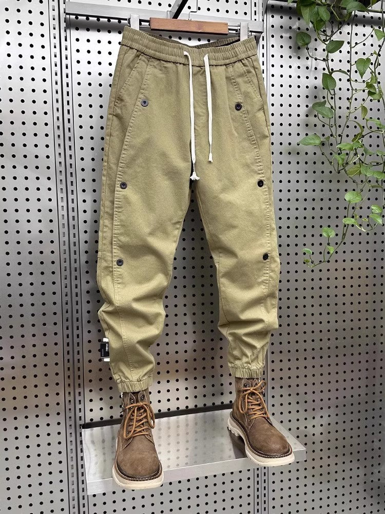 American Sle Workwear Pants Men's Trendy Brand Cuffed Harem Pants Splice Function down Jaet Spring Autumn Thin Casual Pants