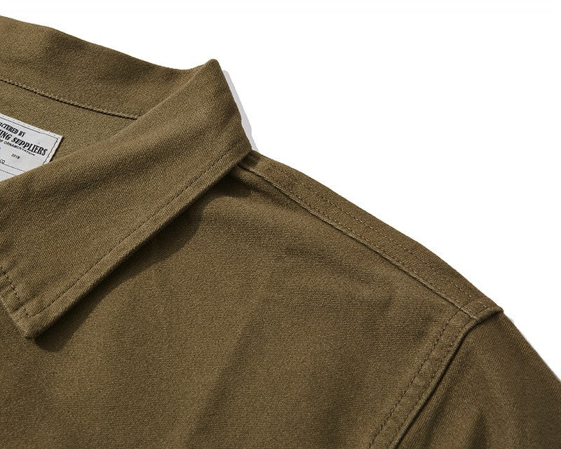 Autumn and Winter New OKONKWO Moleskin Heavyweight Retro French Workwear Jacket Multi Bag Men's Coats American Vintage