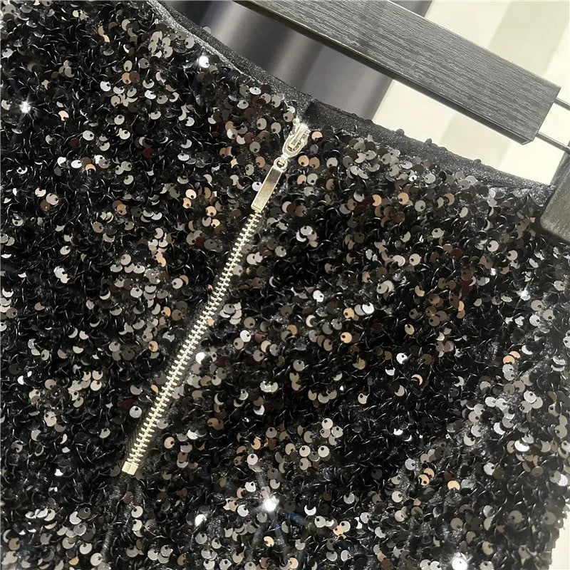 New Autumn Black Velvet Shorts Women Sequined Shiny Versatile Short Pants Clubwear Shorts Hot Pants High Street