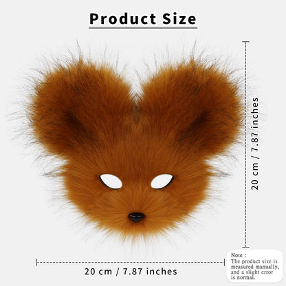 Faux Fur Animal Mouse Mask Plush Half Face for Masquerade Carnival Party Costume Accessories