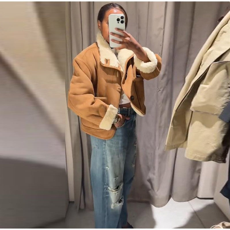 ? Fashion Double Sided Solid Jacket Women Lapel Collar Single Breasted Long Sleeve Coats 2025 Autumn New Lady Utility Outerwear