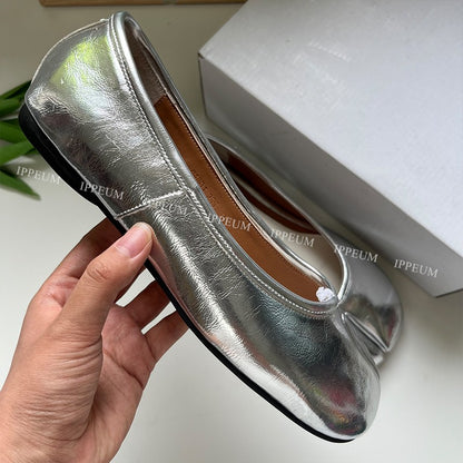 IPPEUM Tabis Shoes Black Ballets Flats Split Toe Women Mary Janes Plus Size 44 Dress Loafers Ballerina Zapato Mujer