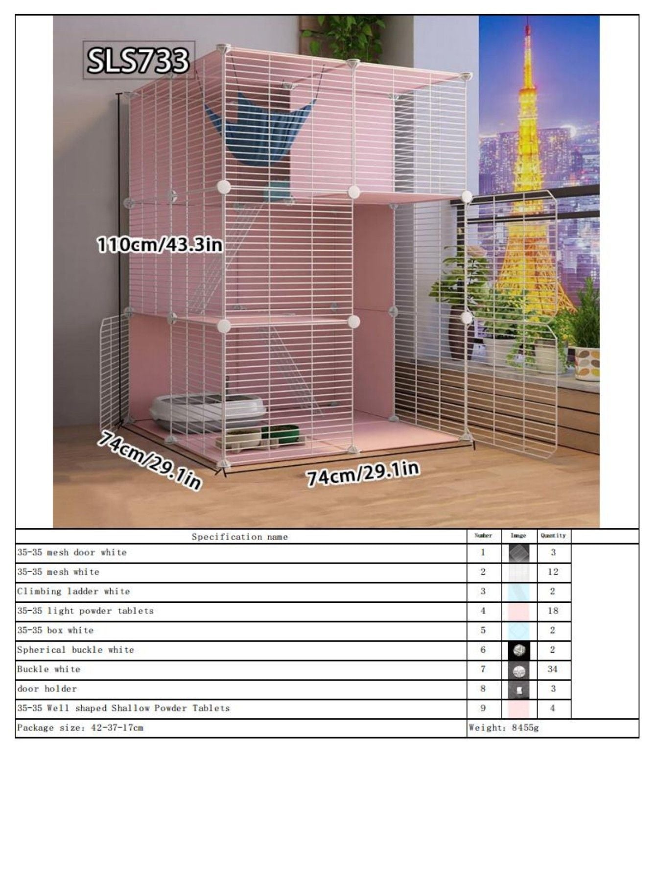 Gaiola para Gatos para Uso Doméstico, Casa para Gatos Interna com Espaço Livre, Abrigo para Gatos, Ninho para Gatos, Gaiola para Pets, Vila para Gatos Pequenos de Três Andares