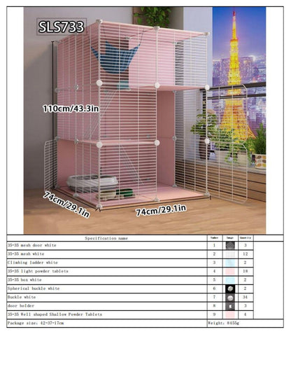 Gaiola para Gatos para Uso Doméstico, Casa para Gatos Interna com Espaço Livre, Abrigo para Gatos, Ninho para Gatos, Gaiola para Pets, Vila para Gatos Pequenos de Três Andares