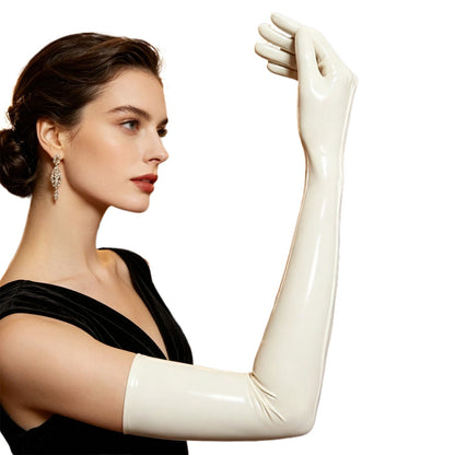 Unisex Natural Latex Black Gloves Rubber Short Gloves Cosplay Costumes Accessory