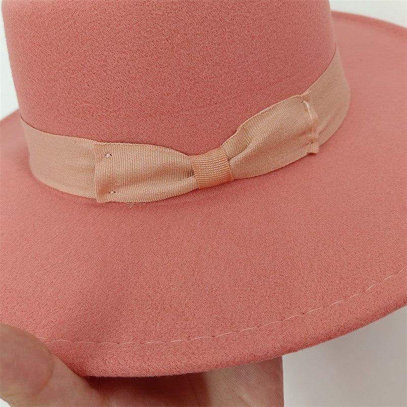 Chapéu Fedora unissex de inverno, superfície circular côncava e convexa, chapéu de jazz de feltro liso, elegante para homens e mulheres.