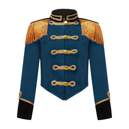 Boys Girls Drum Major Team Uniform Nutcrackers Costume Set Marching Band Tassel Jacket Coat Hat Outfits for Drummer Performance