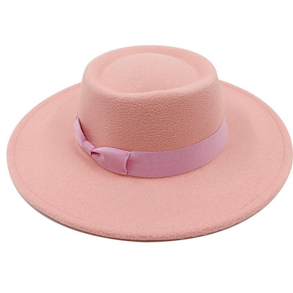 Chapéu Fedora unissex de inverno, superfície circular côncava e convexa, chapéu de jazz de feltro liso, elegante para homens e mulheres.