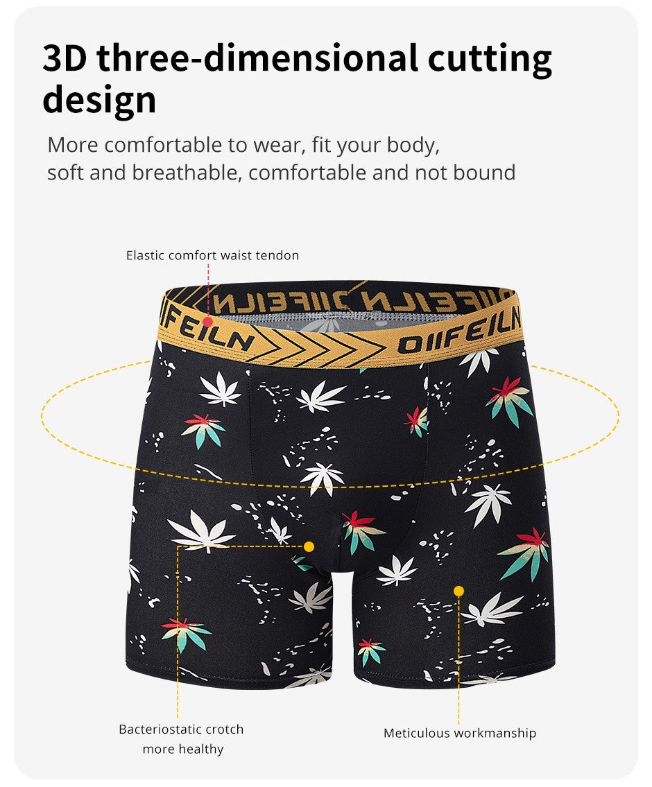 5/7/10 Pcs Men's Long Sports Parent-child Underwear Teenagers To Adults Multi-size Mix And Match Boyshort Elastic Waist Shorts