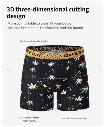 5/7/10 Pcs Men's Long Sports Parent-child Underwear Teenagers To Adults Multi-size Mix And Match Boyshort Elastic Waist Shorts