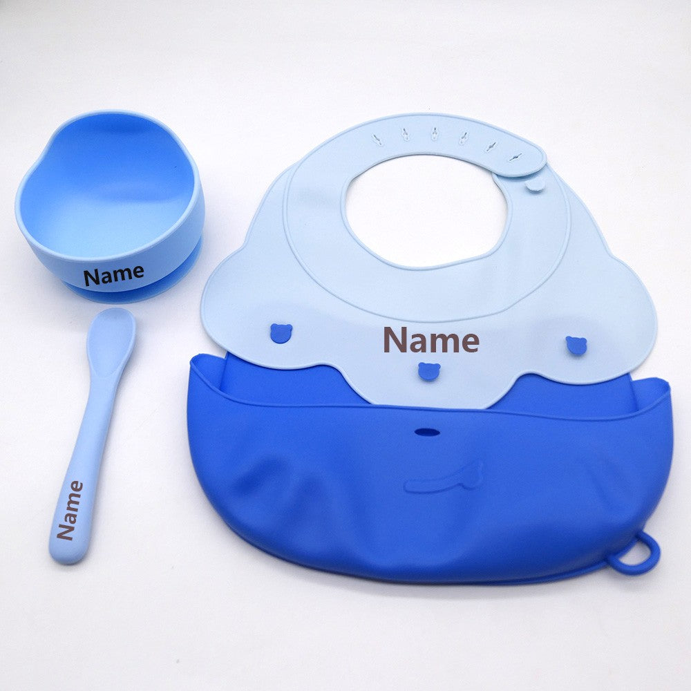 Silicone Tableware Set Waterproof and Easy to Clean Free Name Engraving Creative Gifts Customized for Babies