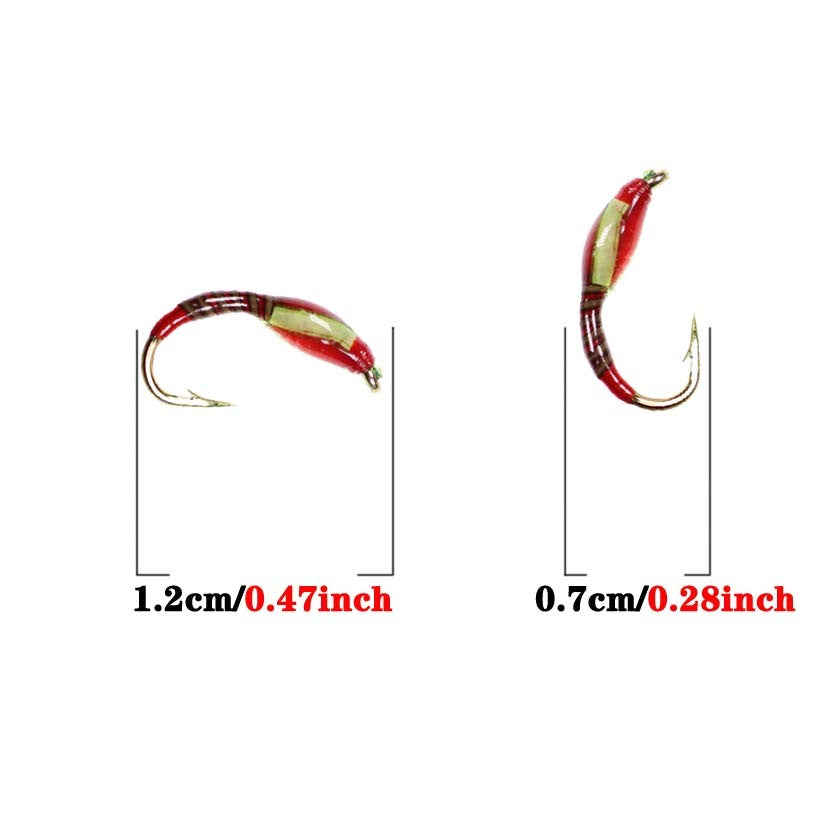 5 Peças Latão Beadhead Pavão Herl Buzzer Fly Isca de Pesca no Gelo Jig Ninfas Larvas para Pesca de Truta Perca Bluegill