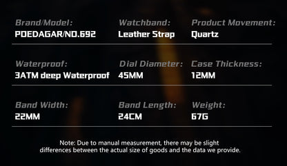 POEDAGAR Luxury Top Men Wristwatch Quartz Original Leather Men's Watches Date Chronograph Waterproof Luminous Man Watch Male+Box