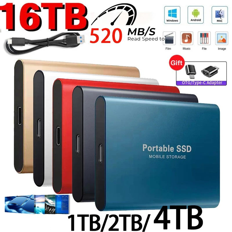 SSD Externo Premium 2TB/4TB com Interface USB 3.1/Tipo-C de Alta Velocidade à Prova D'água e Poeira, Adequado para PC/Mac