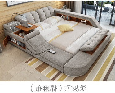 MANBAS Tech Smart Bed Frame Multifunctional Massage Bed Ultimate Bed Fabric/ Cloth Tatami Upholstered Bed with Bluetooth Speaker