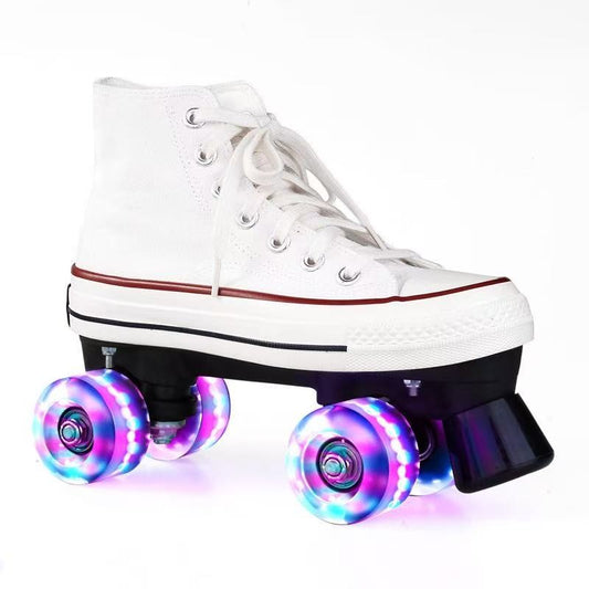 Adult and Children's Double-row Roller Skates Shoes , Breathable and Wear-resistant, Ice Rink , Four-wheel Skating Sneakers