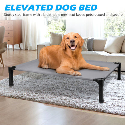 Cama Elevada para Cães, Cama Suspensa Refrescante para Animais de Estimação com Tela de Malha Respirável Lavável e Resistente a Mordidas e Estrutura de Metal, Cama Portátil para Cães