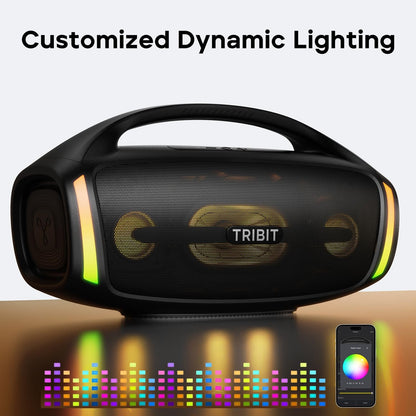 Caixa de Som Bluetooth TRIBIT StormBox Blast 2, Potência de 200W com Subwoofer, Alto-falante de Festa Externo IP67, 30 Horas de Reprodução, LED, Entrada para Microfone