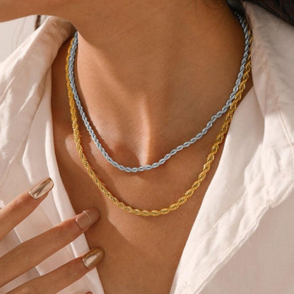 Colar 3mm Clássico de Aço Inoxidável Torcido Corrente Longa Pingente para Homens Mulheres Estilo Punk Hip Hop Rock Personalidade Gargantilhas Joias