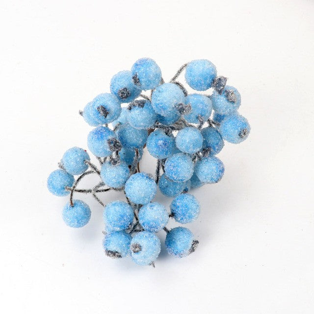 40pcs Mini Christmas Frosted Artificial Berry Vivid Red Holly Berries Wedding Party Decoration Artificial Flowers Home Decor