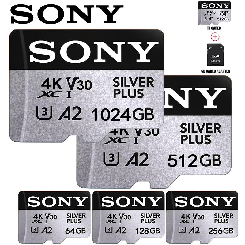 Cartão Micro Memória Sony 64GB 128GB 256GB 512GB 1TB Cartão SD C10 de Alta Velocidade TF Flash para Câmera de Monitoramento de Telefone Cartão Mini SD