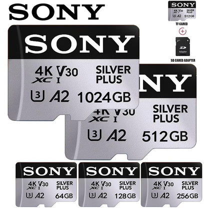 Cartão Micro Memória Sony 64GB 128GB 256GB 512GB 1TB Cartão SD C10 de Alta Velocidade TF Flash para Câmera de Monitoramento de Telefone Cartão Mini SD