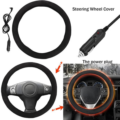 Hot 12V Heated Steering Wheel Cover Warm In Winter Universal Fit Steering Wheel Protector Outer For Cars Trucks Car Accessories