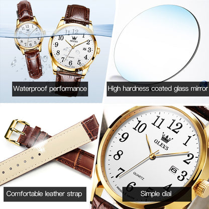 OLEVS Top Brand Quartz Watch For Women 50M Waterproof GMT  Watches Women's Sports Leather Strap Men Wristwtach Ultrathin