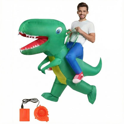 Adult & Child Inflatable Dinosaur Costume Rideable Tyrannosaurus Rex Air-Filled Fun Costume for Masquerade Parties & Halloween