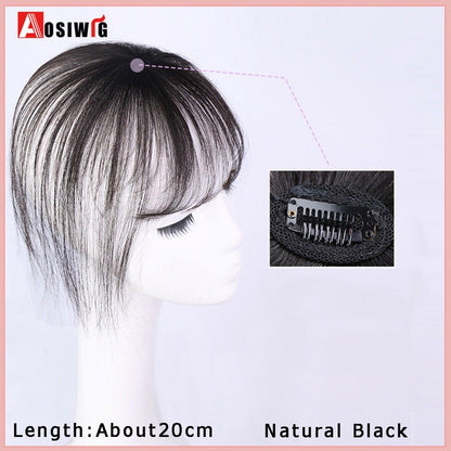 Perucas de cabelo encaracolado sintético AOSI castanho preto, substituição de extensões de cabelo tipo topete, apliques femininos com franja