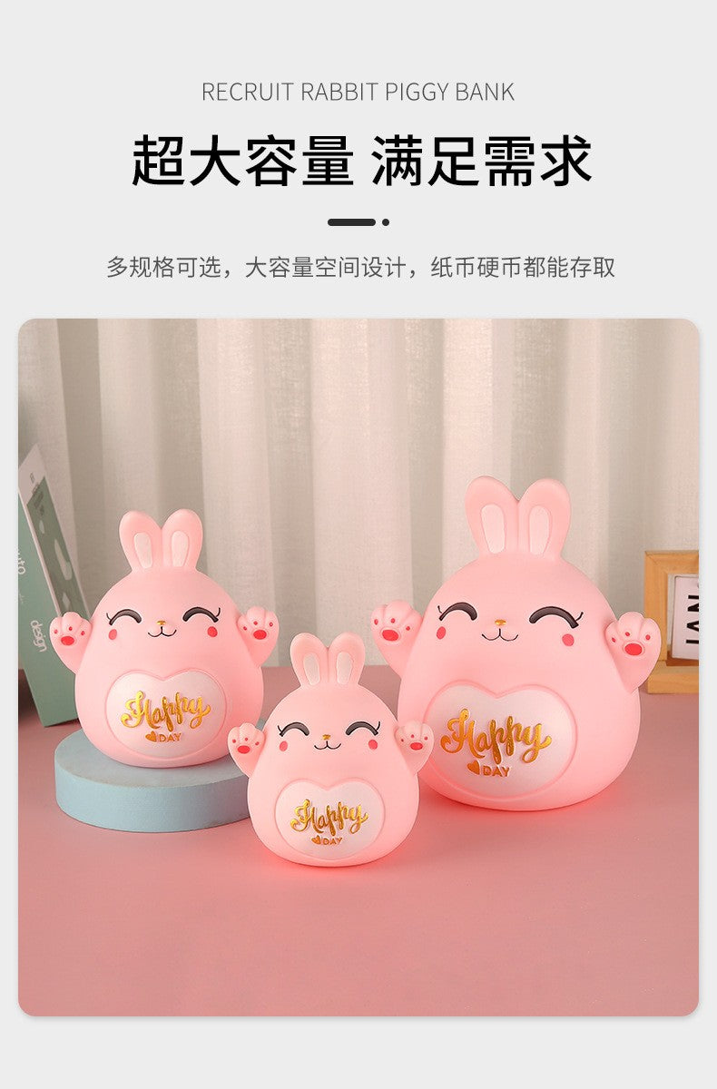 Cartoon Rabbit Piggy Bank Home Living Room Bedroom Ornament Children's Gift Vinyl Anti-fall Piggy Bank Home Accessories