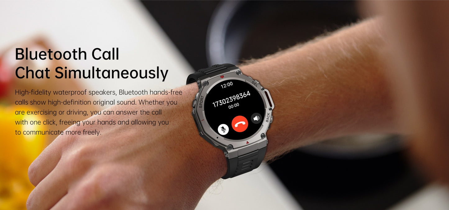 2025 Smartwatch T-Rex 3 Ultra Militar Original com GPS, GNSS Integrado, Bússola, Altímetro, 10ATM à Prova D'água, Smartwatch Esportivo Masculino e Feminino