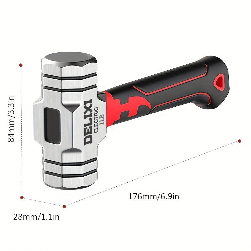 DELIXI ELECTRIC 7-Inch Sheep Horn Hammer Octagonal Hammer Chrome Vanadium Steel High Hardness Nail Hammer Portable Hand Hammer