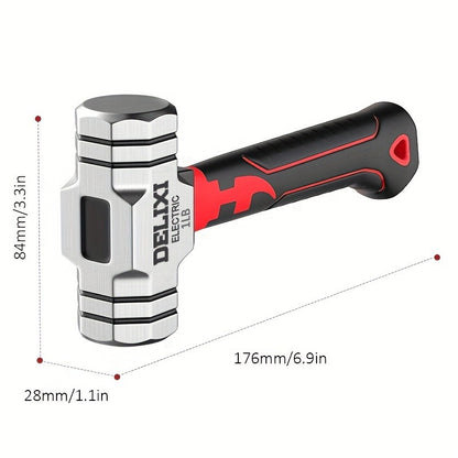 DELIXI ELECTRIC 7-Inch Sheep Horn Hammer Octagonal Hammer Chrome Vanadium Steel High Hardness Nail Hammer Portable Hand Hammer